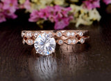 1.30ct Moissanite Ring Set, Round Cut, Colour F, Clarity VVS, Available in a Choice of Metals, Centre Stone 1.00ct