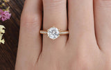 Round Cut Moissanite Engagement Ring, Vintage Six Claw Design, Choose Your Stone Size & Metal