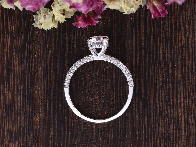 Round Cut Moissanite Engagement Ring, Delicate Vintage Design, Choose Your Stone Size & Metal