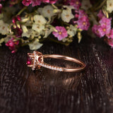 0.50ct Lab Created Ruby Halo Engagement Ring, Vintage Design, Oval Cut, Available In All Metal Types