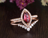 0.75ct Lab Created Ruby Engagement Ring, Art Deco Vintage Design, Maqruise Cut, Available In All Metal Types
