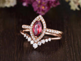 0.75ct Lab Created Ruby Engagement Ring, Art Deco Vintage Design, Maqruise Cut, Available In All Metal Types