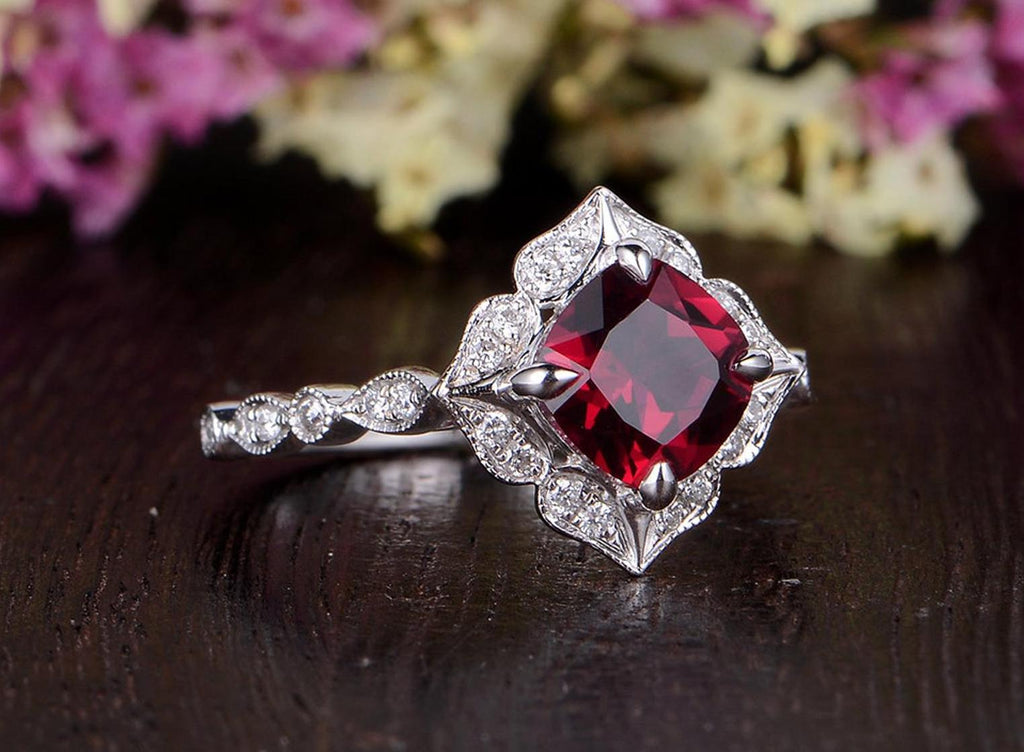 Red ruby diamond ring clearance