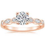 1.00ct Vintage Round Cut Moissanite  Engagement Ring, Available in White Gold, Platinum, Rose Gold or Yellow Gold