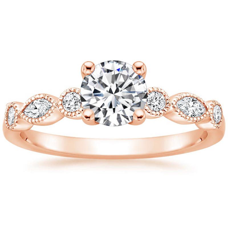 1.00ct Vintage Round Cut Moissanite  Engagement Ring, Available in White Gold, Platinum, Rose Gold or Yellow Gold