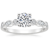 1.00ct Vintage Round Cut Moissanite  Engagement Ring, Available in White Gold, Platinum, Rose Gold or Yellow Gold