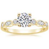 1.00ct Vintage Round Cut Moissanite  Engagement Ring, Available in White Gold, Platinum, Rose Gold or Yellow Gold