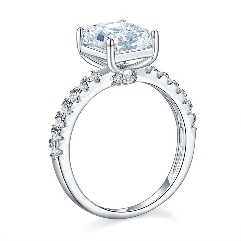 3.00ct Classic Radiant Cut Diamond Engagement Ring, 925 Sterling Silver
