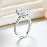 3.00ct Classic Radiant Cut Diamond Engagement Ring, 925 Sterling Silver