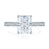 3.00ct Classic Radiant Cut Diamond Engagement Ring, 925 Sterling Silver