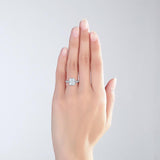 3.00ct Classic Radiant Cut Diamond Engagement Ring, 925 Sterling Silver