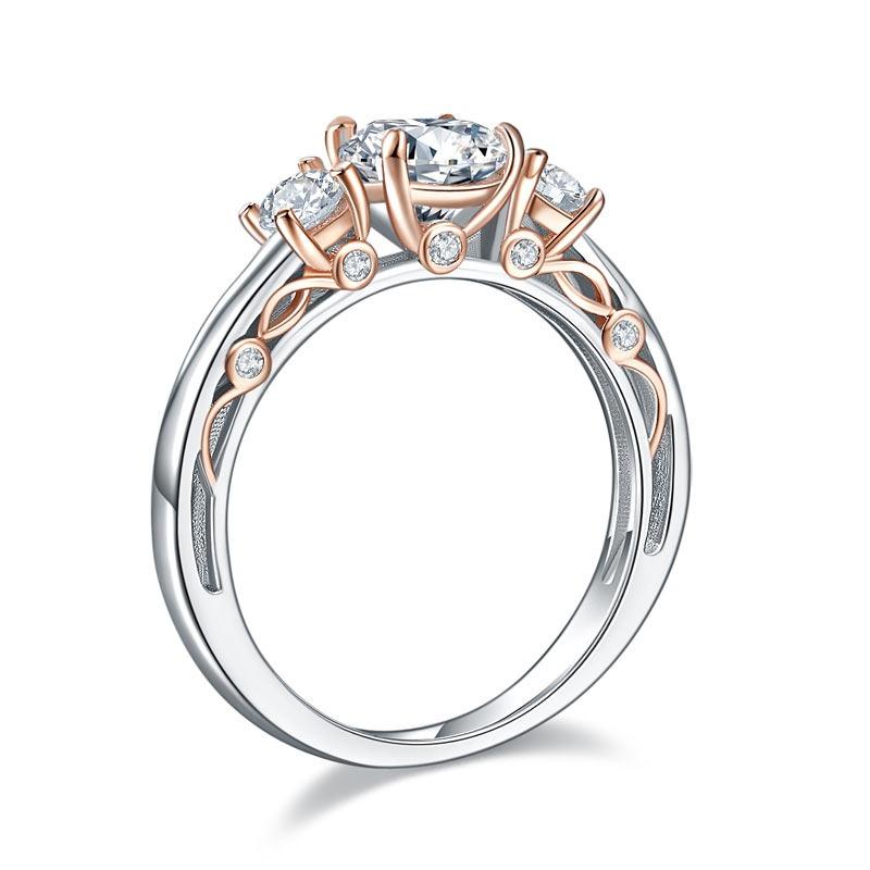 1.40ct Vintage Style Diamond 3 Stone Engagement Ring, 925 Silver