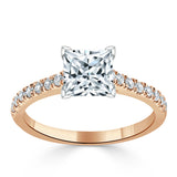 1.00ct  Princess Cut Moissanite Engagement Ring, Classic Style,  Available in White Gold, Platinum, Rose Gold or Yellow Gold