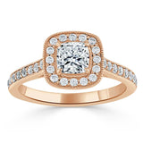 1.40ct  Cushion Cut Moissanite Halo Engagement Ring, Tiffany Style,  Available in White Gold, Platinum, Rose Gold or Yellow Gold