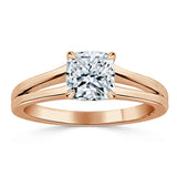 Lab-Diamond Cushion Cut Engagement Ring, Classic Style with Split Shank, Choose Your Stone Size and Metal