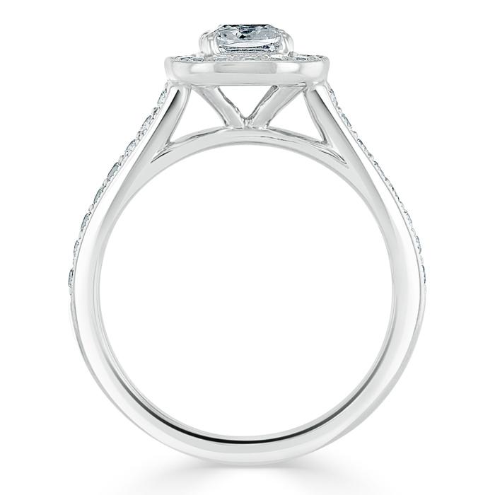 1.40ct  Cushion Cut Moissanite Halo Engagement Ring, Tiffany Style,  Available in White Gold, Platinum, Rose Gold or Yellow Gold