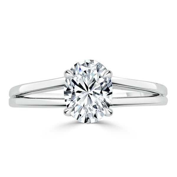 1.00ct  Oval Cut Moissanite Engagement Ring, Classic Style with Split Shank,  Available in White Gold, Platinum, Rose Gold or Yellow Gold