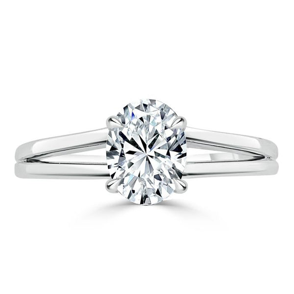 Lab-Diamond Oval Cut Engagement Ring, Classic Style with Split Shank, Choose Your Stone Size and Metal