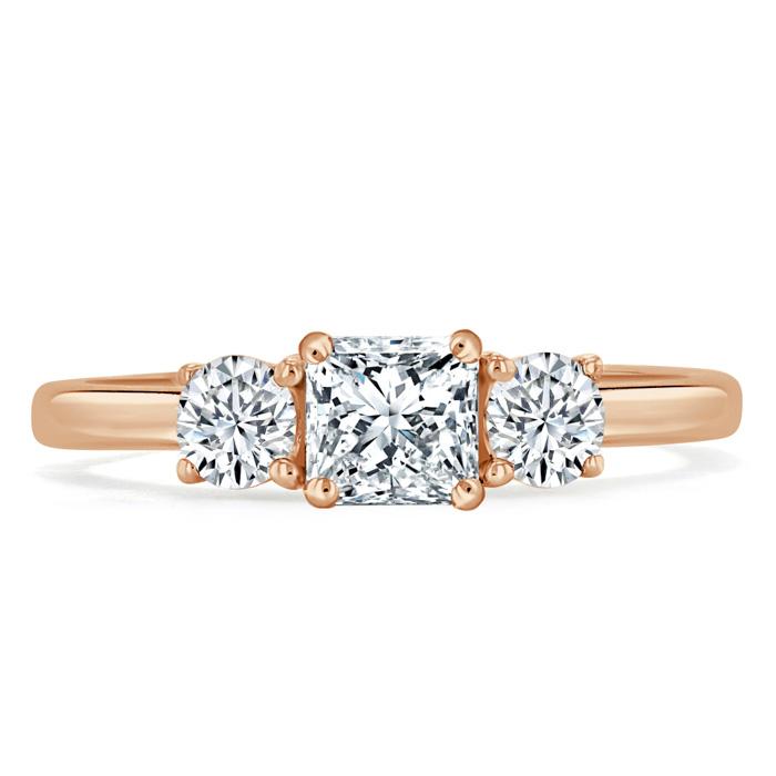 1.25ct  Princess Cut Moissanite 3 stone Engagement Ring,  Available in White Gold, Platinum, Rose Gold or Yellow Gold