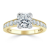 1.85ct  Cushion Cut Moissanite Engagement Ring, Tiffany Style,  Available in White Gold, Platinum, Rose Gold or Yellow Gold