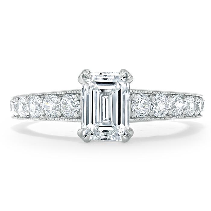 1.35ct  Emerland Cut Moissanite Engagement Ring, Tiffany Style,  Available in White Gold, Platinum, Rose Gold or Yellow Gold
