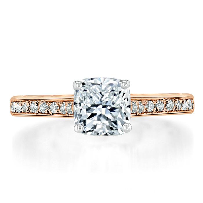 1.00ct  Cushion Cut Moissanite Engagement Ring, Classic Style,  Available in White Gold, Platinum, Rose Gold or Yellow Gold