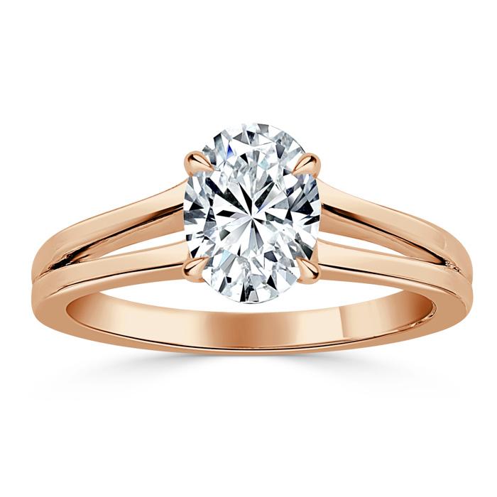 1.00ct  Oval Cut Moissanite Engagement Ring, Classic Style with Split Shank,  Available in White Gold, Platinum, Rose Gold or Yellow Gold