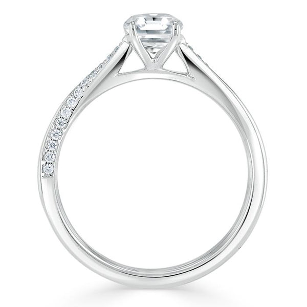 Lab-Diamond Asscher Cut Engagement Ring, Classic Style, Choose Your Stone Size and Meta