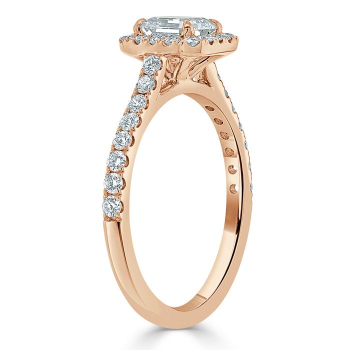 1.45ct Asscher Cut Moissanite Engagement Ring, Classic Halo, Available in White Gold, Platinum, Rose Gold or Yellow Gold