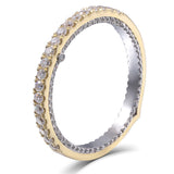 0.50ct Moissanite Wedding Band, Vintage Design Half Eternity Ring, 14Kt 585 White & Yellow Gold