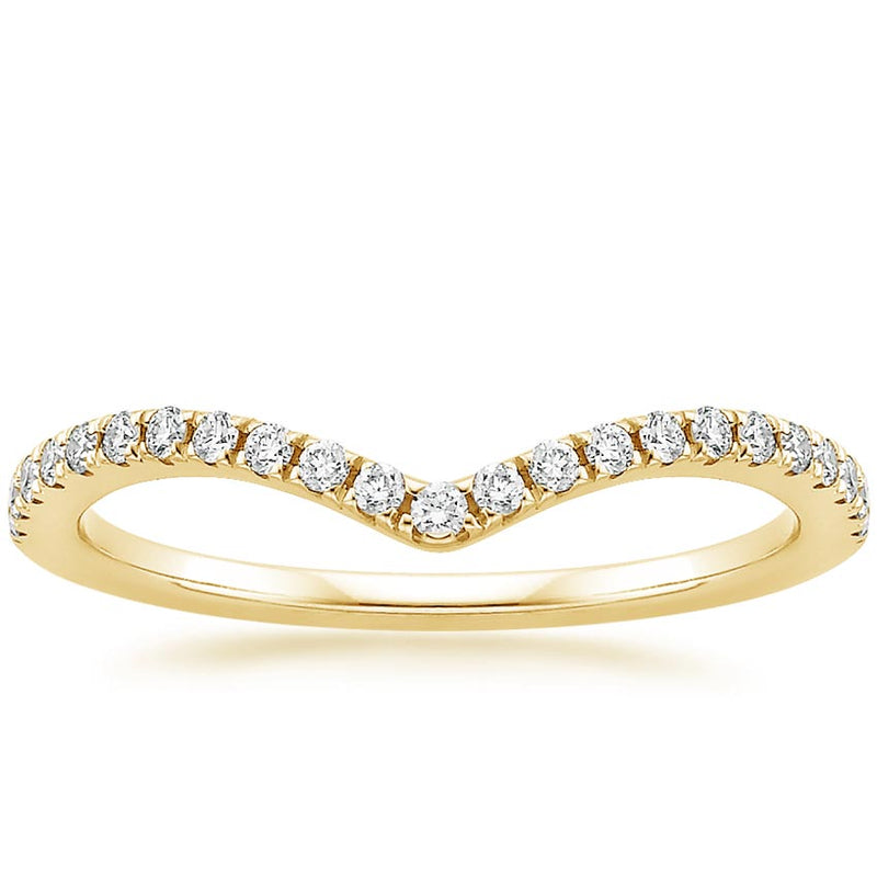 0.25ct Moissanite Wedding Band, Delicate Half Eternity Ring, Wish Bone Ring, Available in White Gold, Yellow Gold, Rose Gold or Platinum