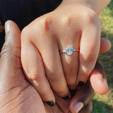 Vintage Oval Cut Moissanite 3 Stone Engagement Ring