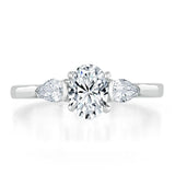 1.30ct  Oval Cut Moissanite 3 stone Engagement Ring,  Available in White Gold, Platinum, Rose Gold or Yellow Gold