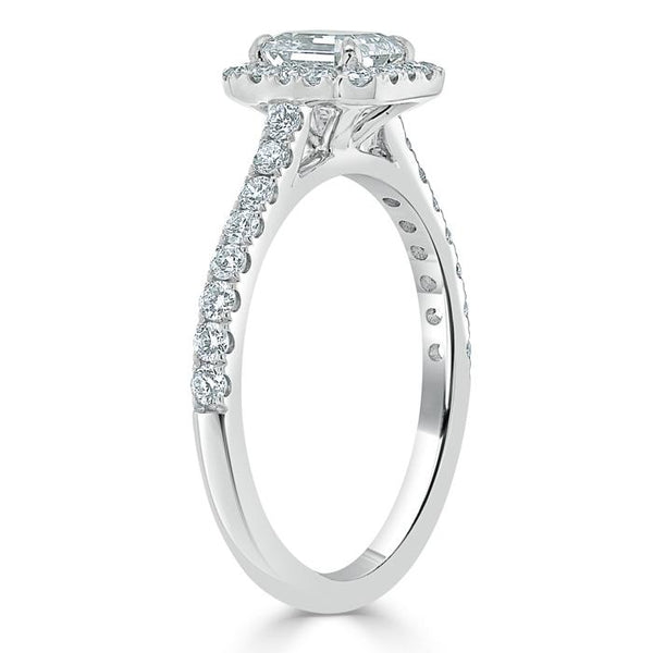 Lab-Diamond Asscher Cut Engagement Ring, Classic Halo, Choose Your Stone Size and Metal